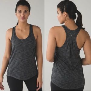 Lululemon Heathered Black Seriously Light Luon Salute The Sun Singlet